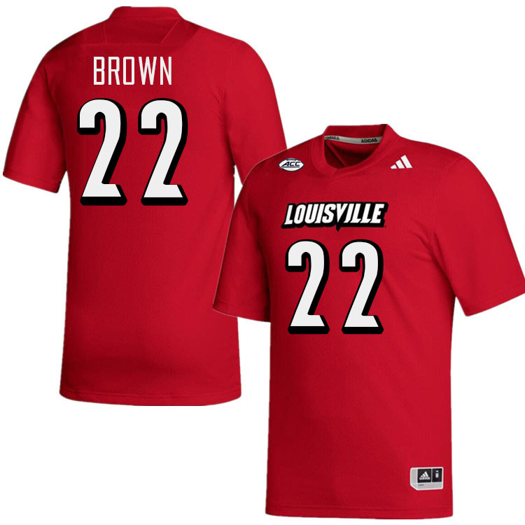 Men #22 Keyjuan Brown Louisville Cardinals College Football Jerseys Stitched-Red